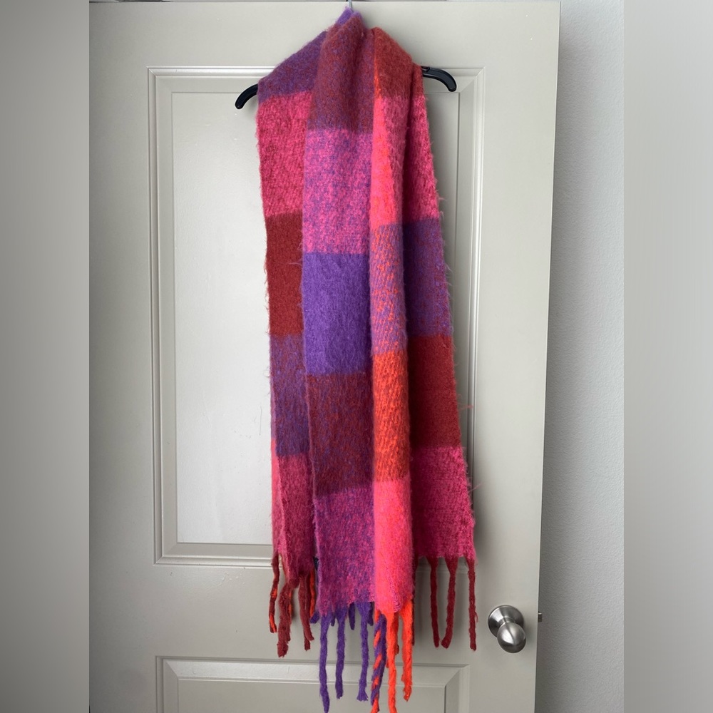 Steve Madden Chunky Plaid Scarf Pink/Purple/Red | One Size